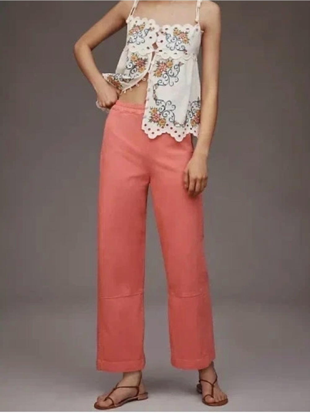 Anthropologie Izzie pull on relaxed barrel pants size XL tea rose